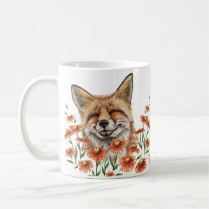 Mug Joli renard dans les fleurs d'hélium