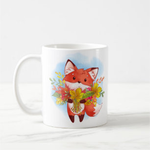 Mug Joli Renard rouge avec feuilles automnales