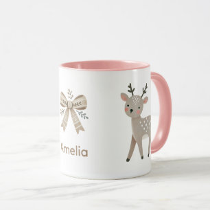 Mug Joli Renne & Dessin de Noël au Nom avec Arc