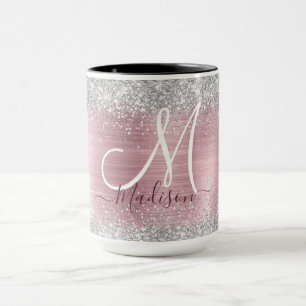 Mug Joli rose blush argent faux parties scintillant mo