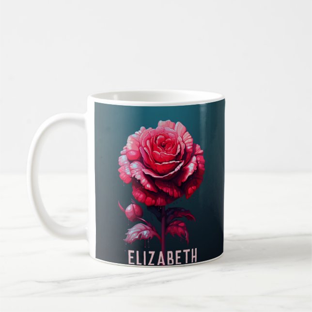 Mug Joli Rose Monogramme Rose Bouteille de café  (Gauche)