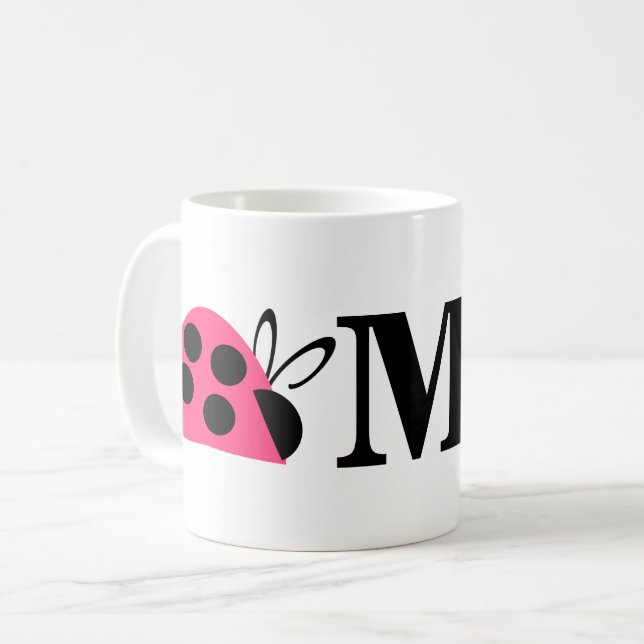 Mug Joli Rose rose Ladybug Personnalisé (Devant gauche)