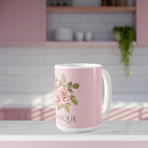 Mug Joli rose Vintage Roses Personnalisées