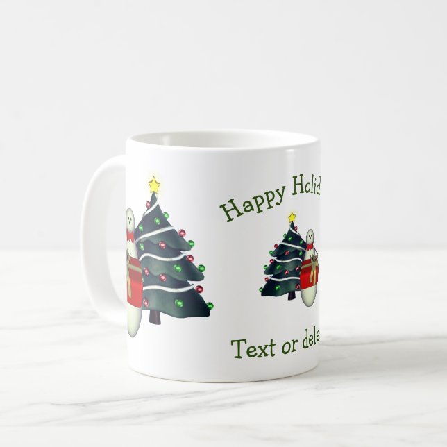 Mug Joli Snowman Tree Fête de Noël personnalisée (Devant gauche)