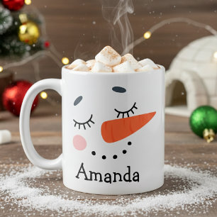 Mug Joli Snowman visage personnalisé vacances