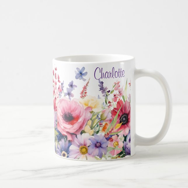 Mug Joli Springtime Flowers ajouter Nom Café cadeau (Droite)