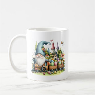 Mug Joli train gnome de Pâques ajouter monogramme aqua