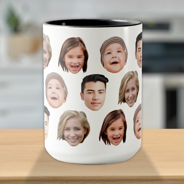 Mug Joli visage de famille personnalisé 4 Photos (Créateur téléchargé)
