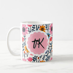 Mug Joli Whimsical Fleurs colorées Monogrammes