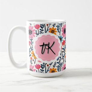 Mug Joli Whimsical Fleurs colorées Monogrammes
