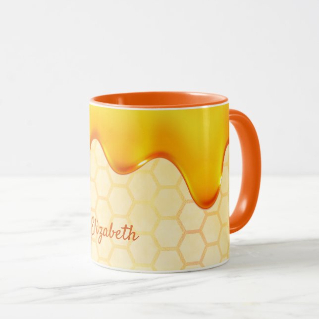 Mug Jolie abeilles jaunes gouttant du miel (Devant droit)