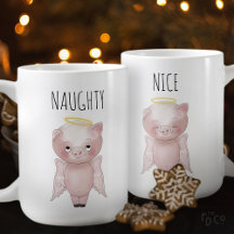 Jolie ange cochon de Noël méchant ou gentil dessin