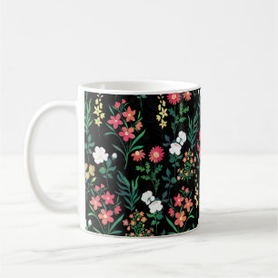 Mug Jolie aquarelle Floral Botanique Noir Motif