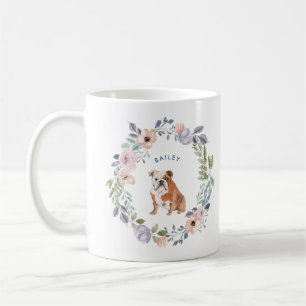 Mug Jolie aquarelle florale   Chien à chien de taureau