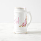 Jolie aquarelle Rose Floral Custom Monogramme