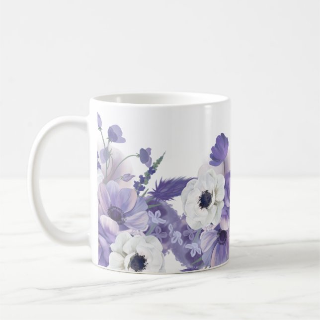 Mug Jolie aquarelle Violet Floral (Gauche)