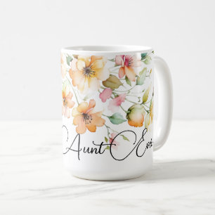 Mug Jolie Boho Orange Rose Aquarelle Fleur sauvage tan