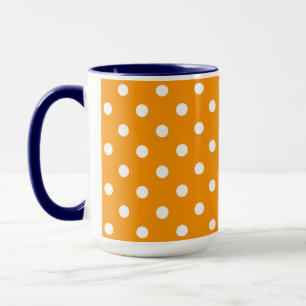 Mug Jolie couleur orange avec des pois blancs