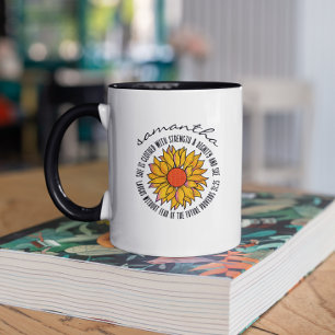 Mug Jolie écriture de tournesol verset bible