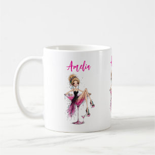 Mug Jolie femme aguicheuse dans un verre à Martini