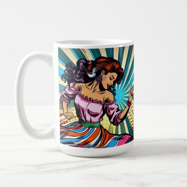 Mug Jolie Femme Dansant Salsa Pop Art (Gauche)