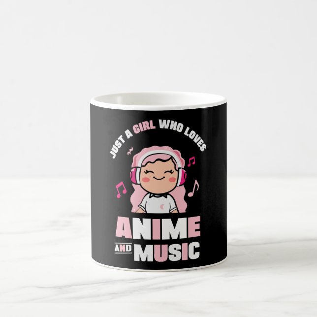 Mug Jolie fille Anime Rose | pour Anime & Music Lover (Centre)