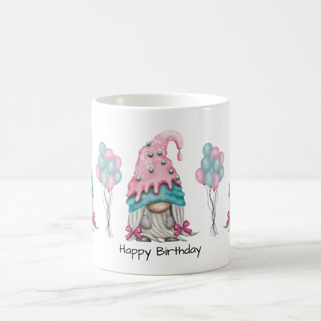 Mug Jolie fille d'anniversaire Gnome rose Turquoise Aq (Centre)