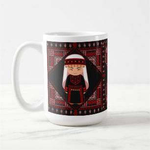 Mug jolie fille palestinienne Broderie rouge tatreez