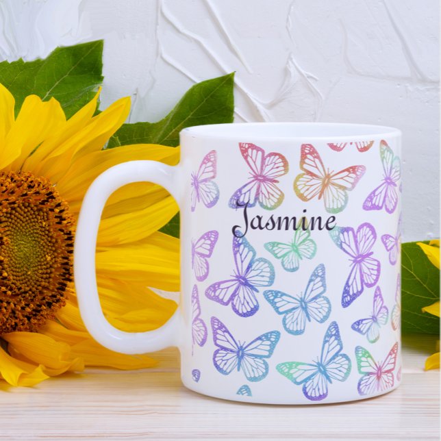 Mug Jolie fille Pastel Butterfly Motif Iridescente (Créateur téléchargé)