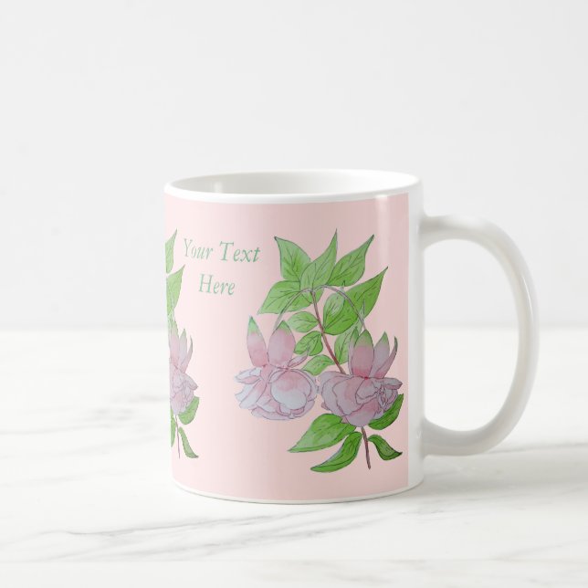Mug jolie fleur fuchsia rose à fleurs feuilles (Droite)