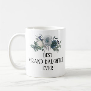 Mug Jolie floral bleu Monogramme meilleure petite-fill