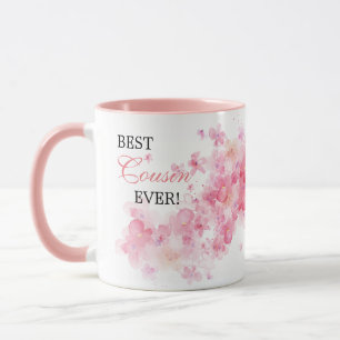 Mug Jolie Florale Rose Aquarelle Meilleure Cousine Eve