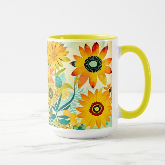 Mug Jolie folk Art Fleurs Jaunes (Droite)
