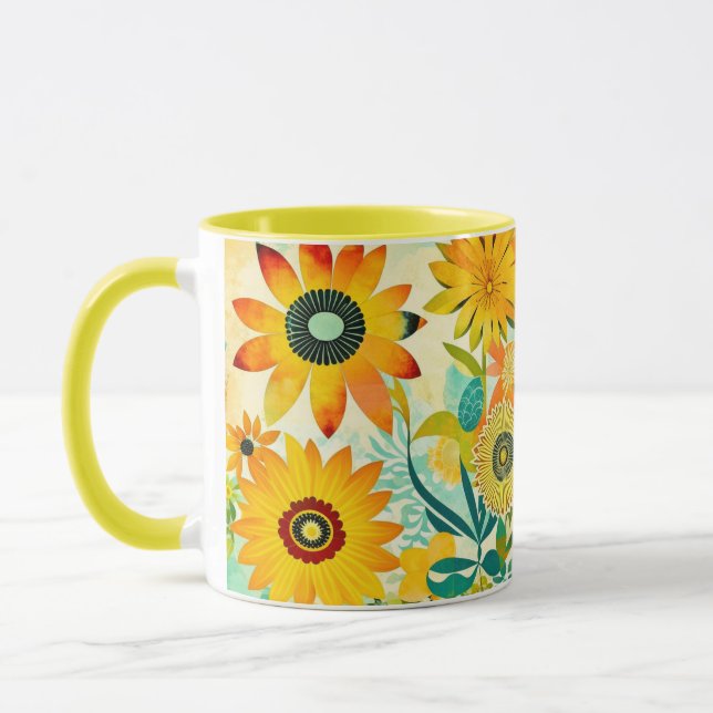 Mug Jolie folk Art Fleurs Jaunes (Gauche)