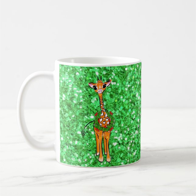 Mug Jolie Giraffe de Fêtes, Wreath Holly (Gauche)