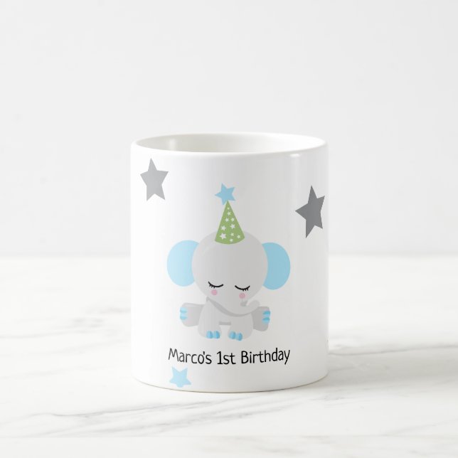 Mug Jolie invitation d'anniversaire d'éléphant pour le (Centre)