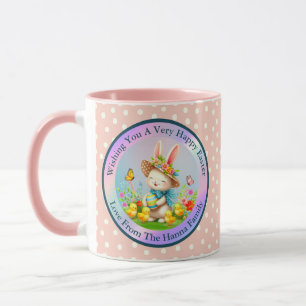 Mug Jolie Lapin de Pâques et joyeux Fleurs de Printemp