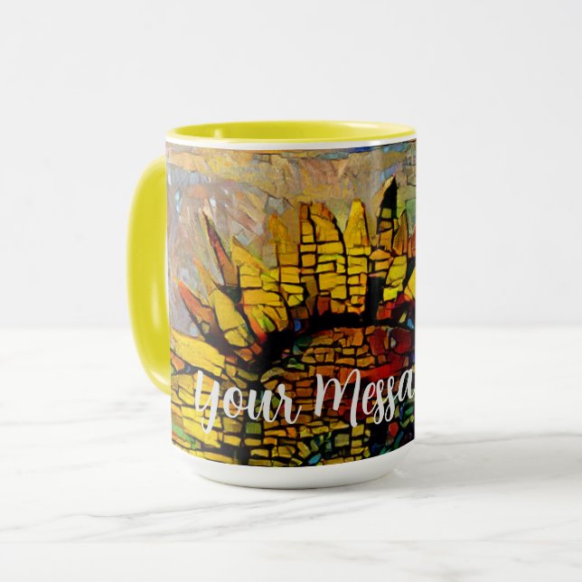 Mug Jolie peinture Abstraite de tournesol (Devant gauche)