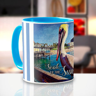 Mug Jolie photo d'oiseau pélican Plongez dans le solei
