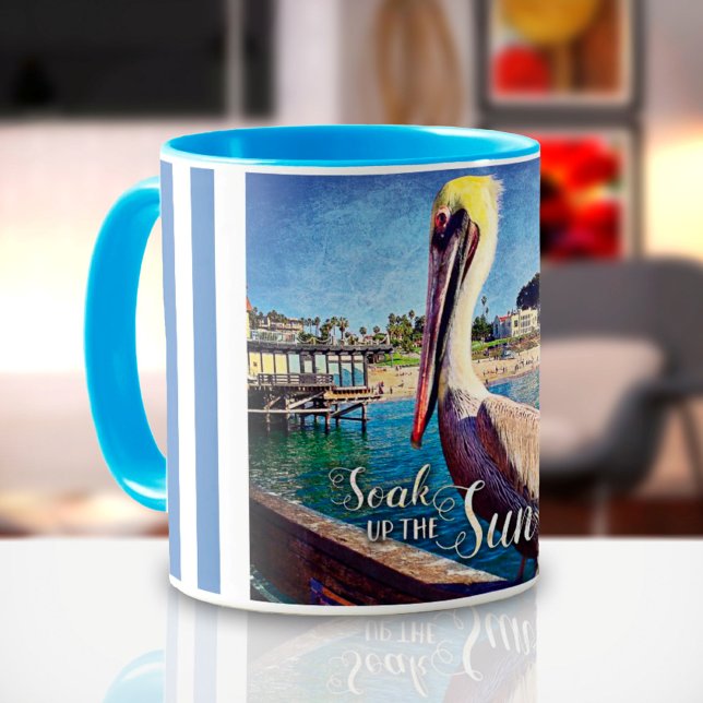 Mug Jolie photo d'oiseau pélican Plongez dans le solei (Créateur téléchargé)