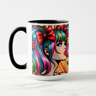 Mug Jolie Pop Art Comic Girl with Bows