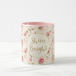 Mug Jolie rose Roses Parties scintillant or brillant