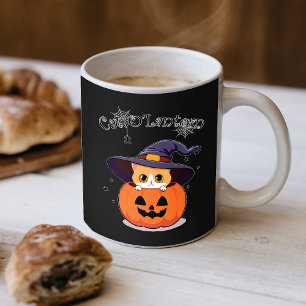 Mug Jolie sorcière au chat roux avec citrouille de Hal