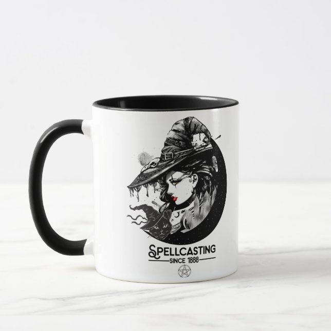 Mug Jolie sorcière et chat noir Wiccan Wicca Espellcas (Gauche)