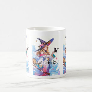 Mug Jolie Sorcière tenant Chat noir Thunder_Cove