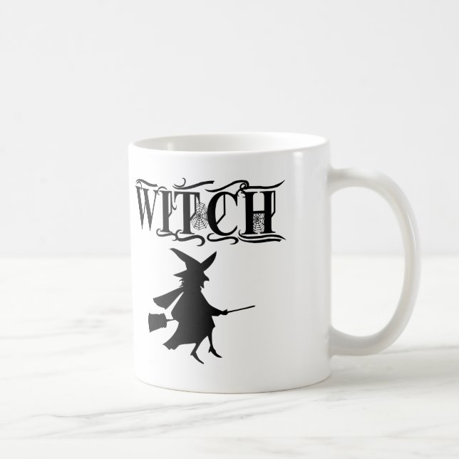 Mug Jolie Sorcière Volante Noire Halloween (Droite)