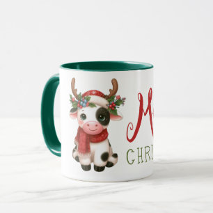 Mug Jolie vache de Noël mignonne