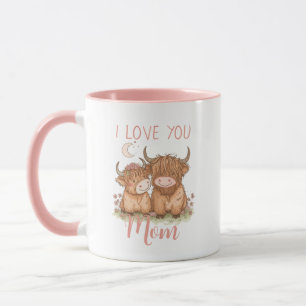 Mug Jolie vache Highland et maman Je t'aime Fête des M