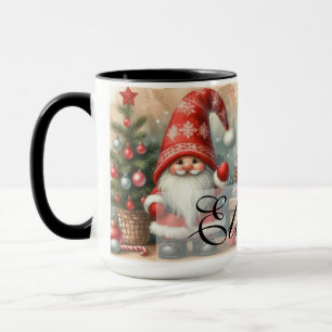 Mug Jolie vintage Noël Gnomes Aquarelle Art