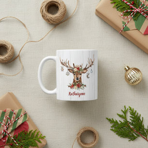 Mug Jolies décorations de rennes de Noël   Bois rustiq